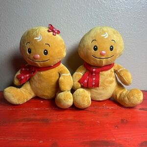 Eden‎ Prairie Gingerbread Man Gingerbread Woman Plush Set Holiday Christmas